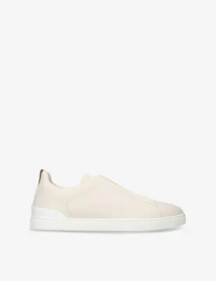 ZEGNA Triple Stitch Leather Low-Top Trainers - EUR 40.5 / 6.5 UK MEN in White – Mens | Trainers | Lace up trainers