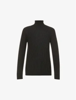 HUGO Patterned turtleneck wool and cotton-blend jumper