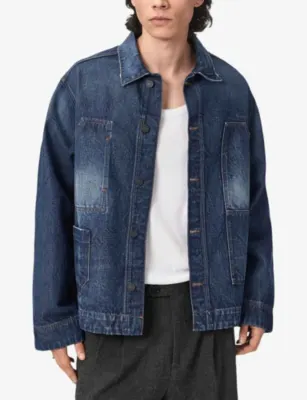 ALLSAINTS Mukesh Relaxed-Fit Denim Shacket in Dark Indigo, additional product view 3