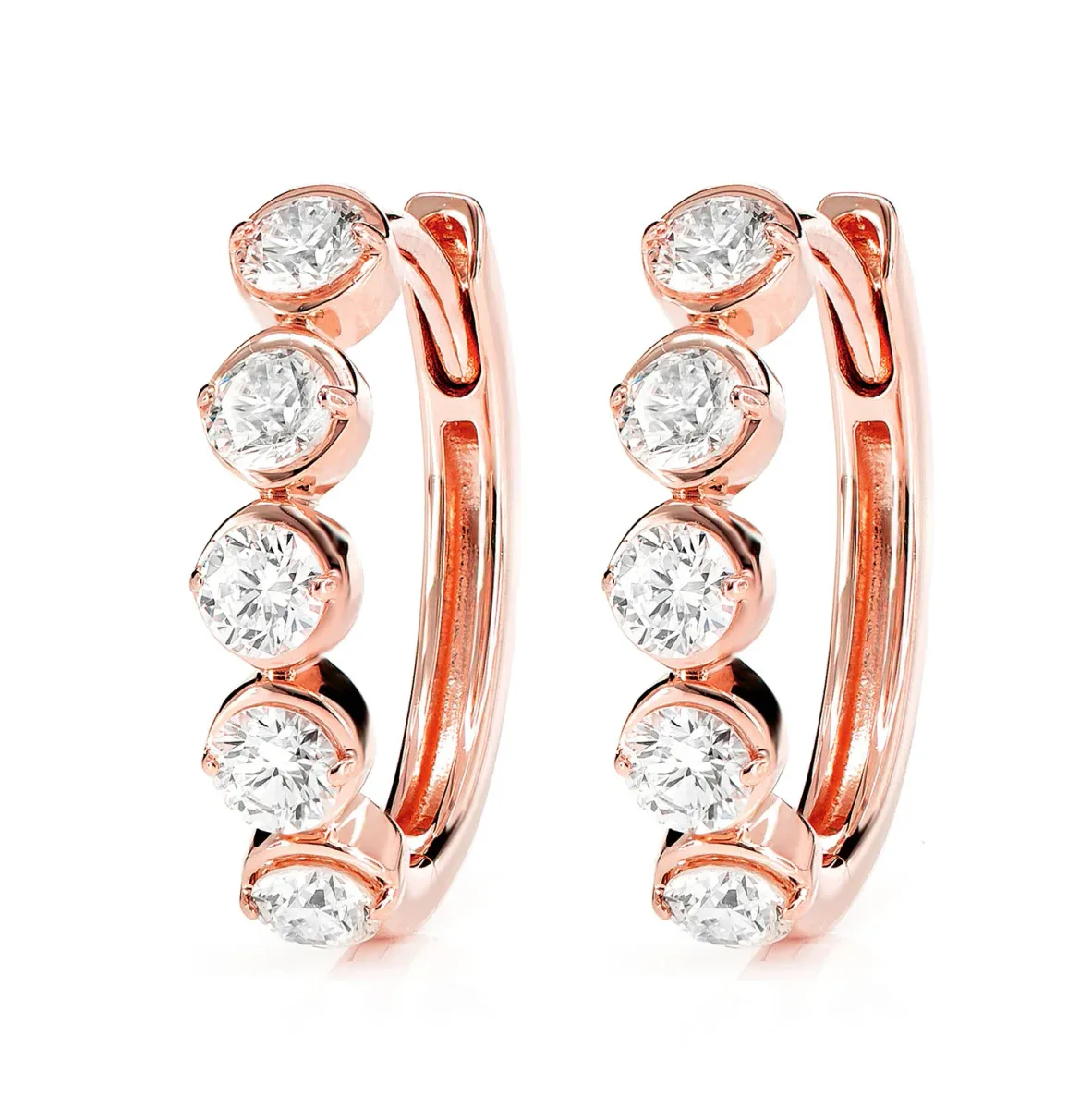 For Him Diamond Caterpillar Oval Hoop Earrings in Rose Gold / 0.25ctw / Natural Diamond – Earring