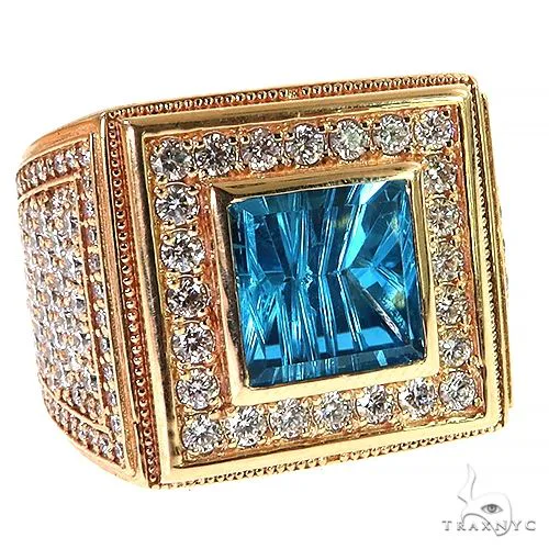 RINA - For Him DISCORD MAX Millennium Cut Blue Topaz Diamond Ring 69235 in Rose Gold / 10 – Ring