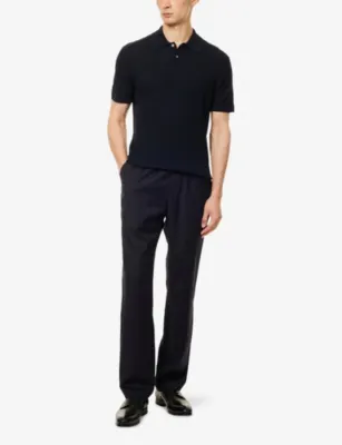 DUNHILL Drawstring Tapered-Leg Stretch-Wool Trousers detail 2