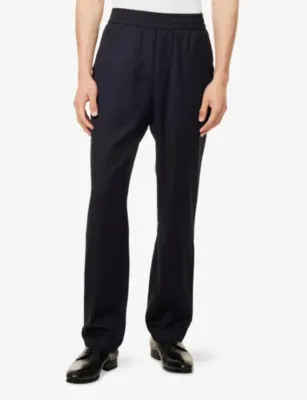DUNHILL Drawstring Tapered-Leg Stretch-Wool Trousers detail 3