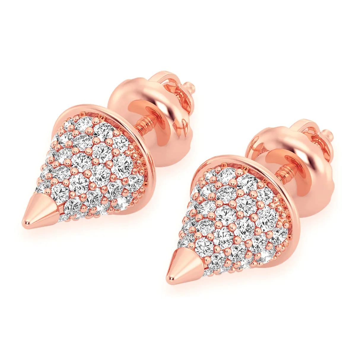 For Him Bullet Point Diamond Studs in Rose Gold / Natural Diamond – Earring