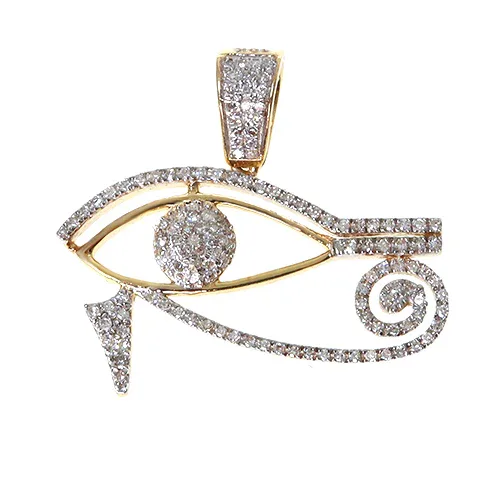 ANNA - SAVIRA (CLOSE OUT) 10K Gold Micro Pave Diamond Egyptian Bedouin Evil Eye Charm Pendant 63620 in Yellow Gold – Pendant