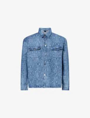 DAILY PAPER Rahul Snake-Print Denim Shirt