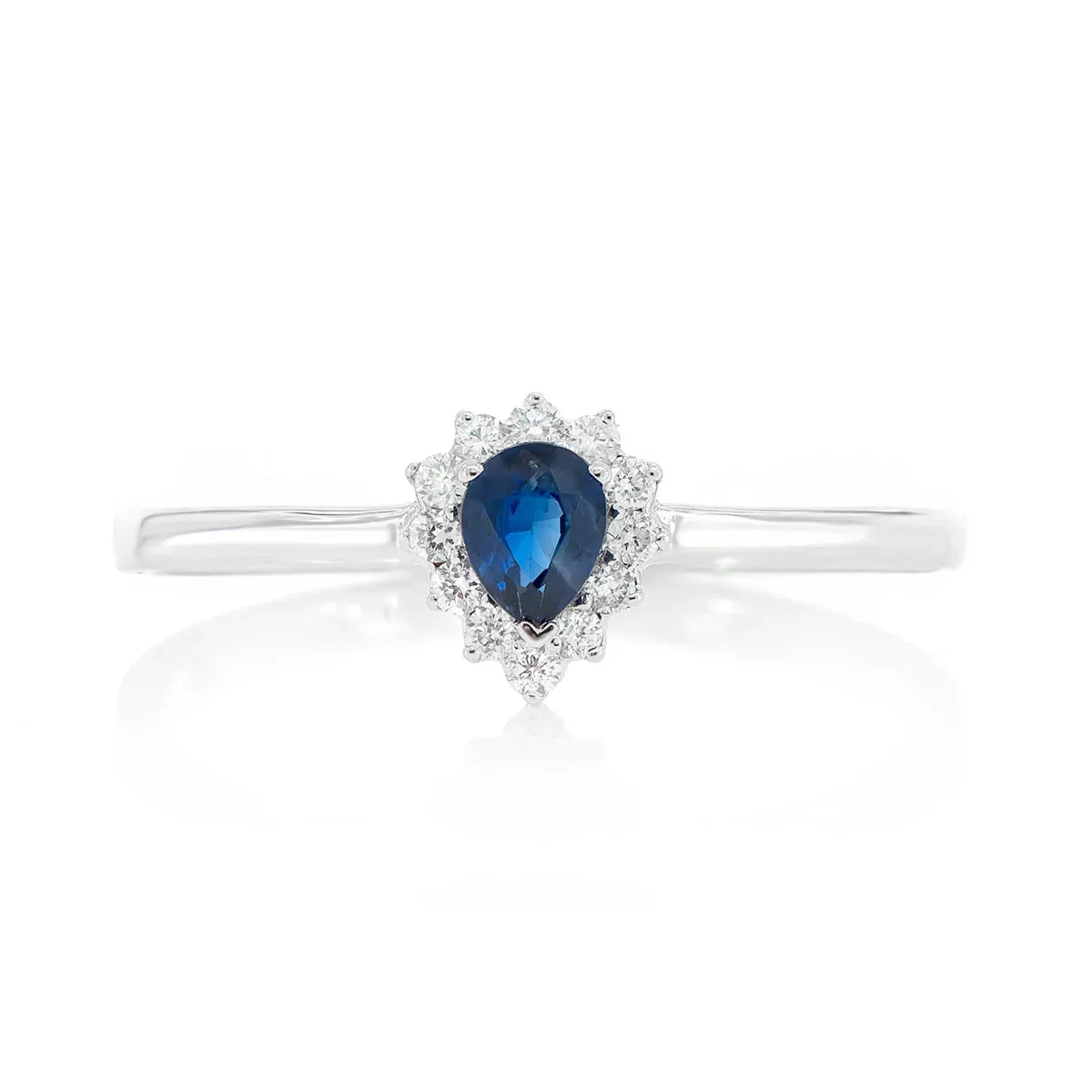 For Him 0.2ct Pear Sapphire Halo Ring in White Gold / Natural Diamond – Ring