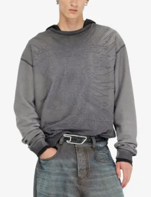 DIESEL Dévoré-Print Crewneck Woven Jumper detail 3