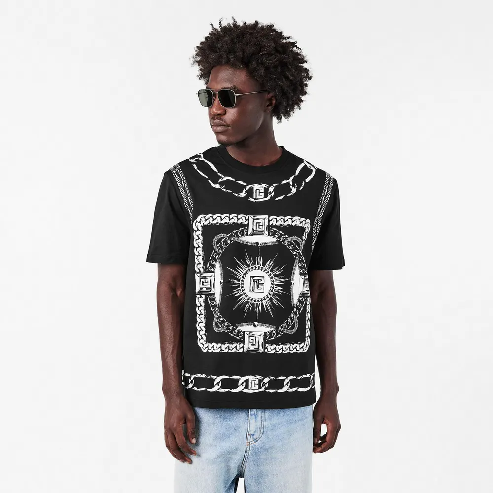 Balmain Men's Foulard Foulard Pattern T-Shirt detail 3