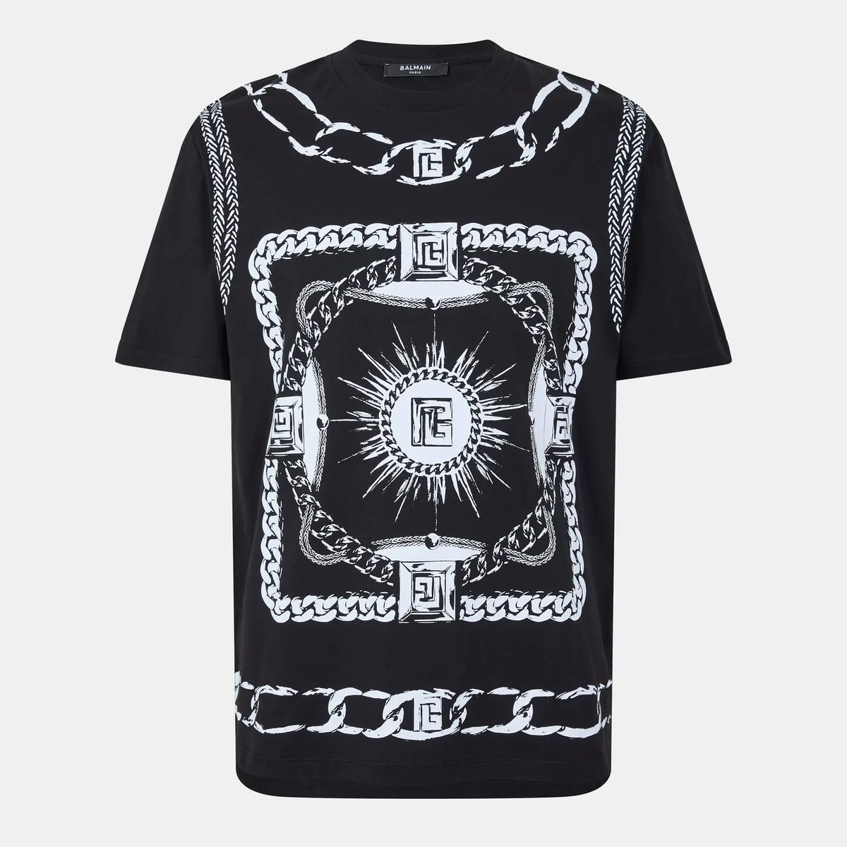 Balmain Men's Foulard Foulard Pattern T-Shirt