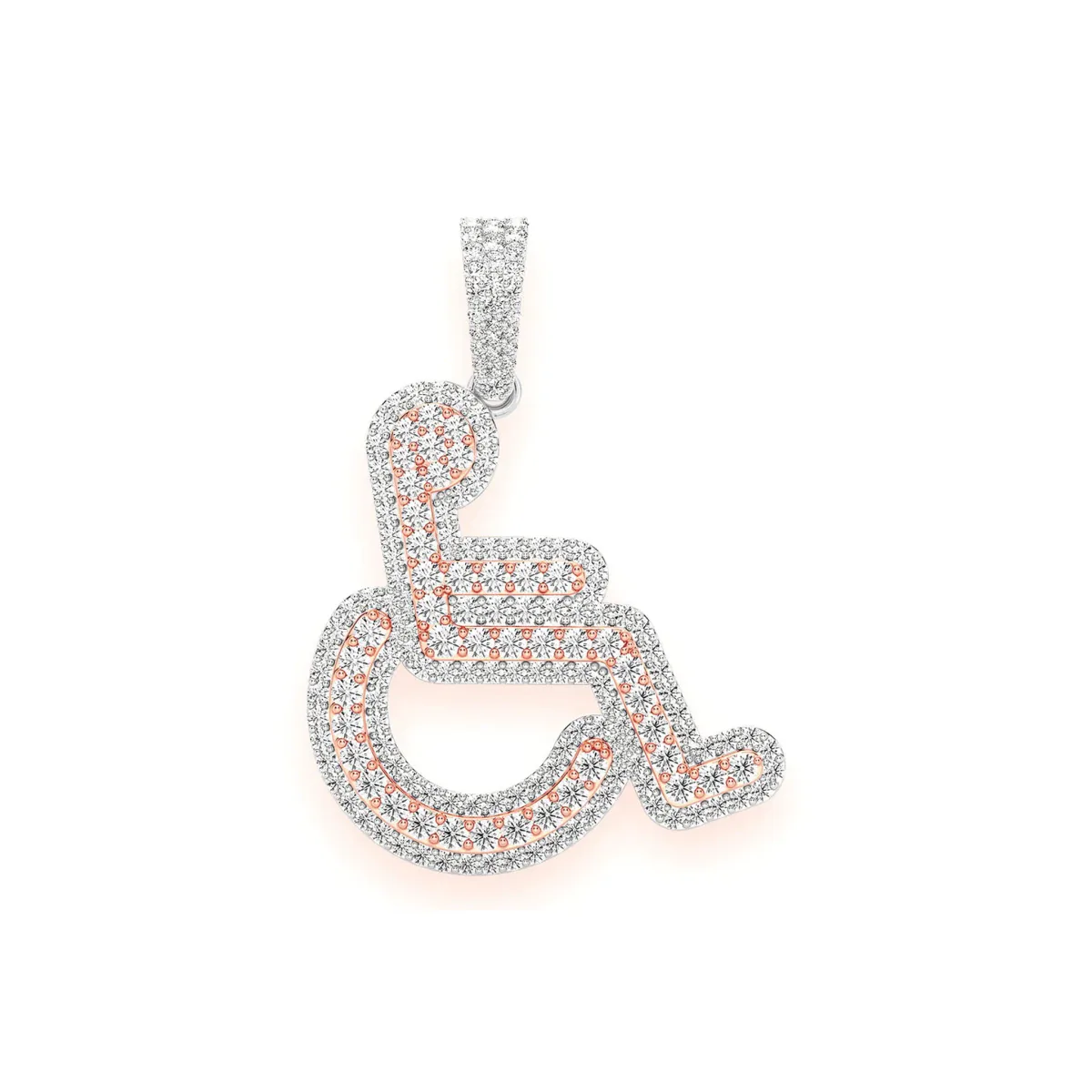 For Him Wheelchair Diamond Pendant in 2.60ctw / Rose Gold / Natural Diamond – Pendant