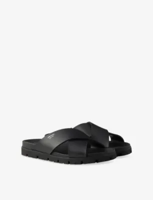 PRADA Crisscross Rubber Sandals - EUR 47 / 13 UK MEN in BLACK, additional product view 3