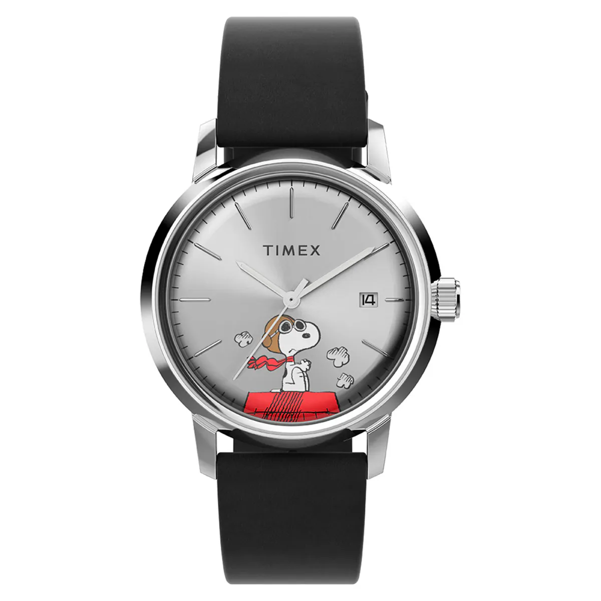 Timex Marlin Automatic x Peanuts Snoopy Flying Ace 40mm Mens Watch Silver