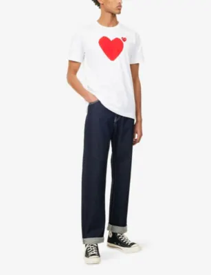 COMME DES GARCONS PLAY Embroidered Graphic-Print Cotton T-shirt detail 2