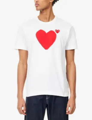 COMME DES GARCONS PLAY Embroidered Graphic-Print Cotton T-shirt detail 3