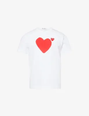 COMME DES GARCONS PLAY Embroidered Graphic-Print Cotton T-shirt