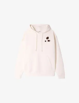 SANDRO Floral-Print Relaxed-Fit Cotton Hoody