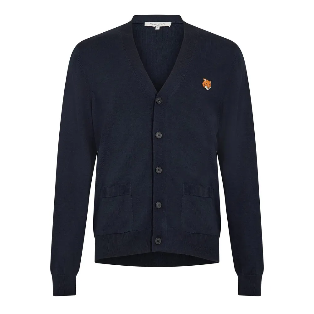 Maison Kitsune Men's Fox Hooded Merino Cardigan