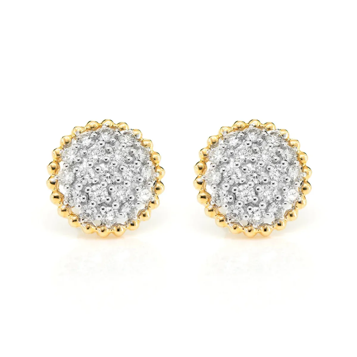 For Him Diamond Beaded Halo Cluster Stud Earrings in Rose Gold / Lab Grown Diamond – Earring