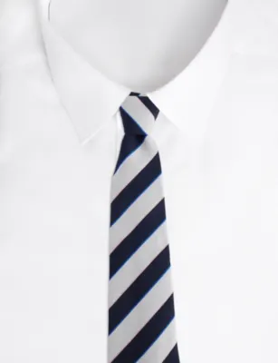 DUNHILL Stripe Silk and Wool-Blend Tie detail 3