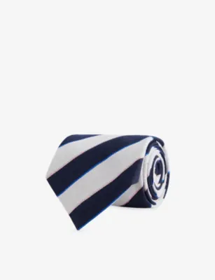 DUNHILL Stripe Silk and Wool-Blend Tie