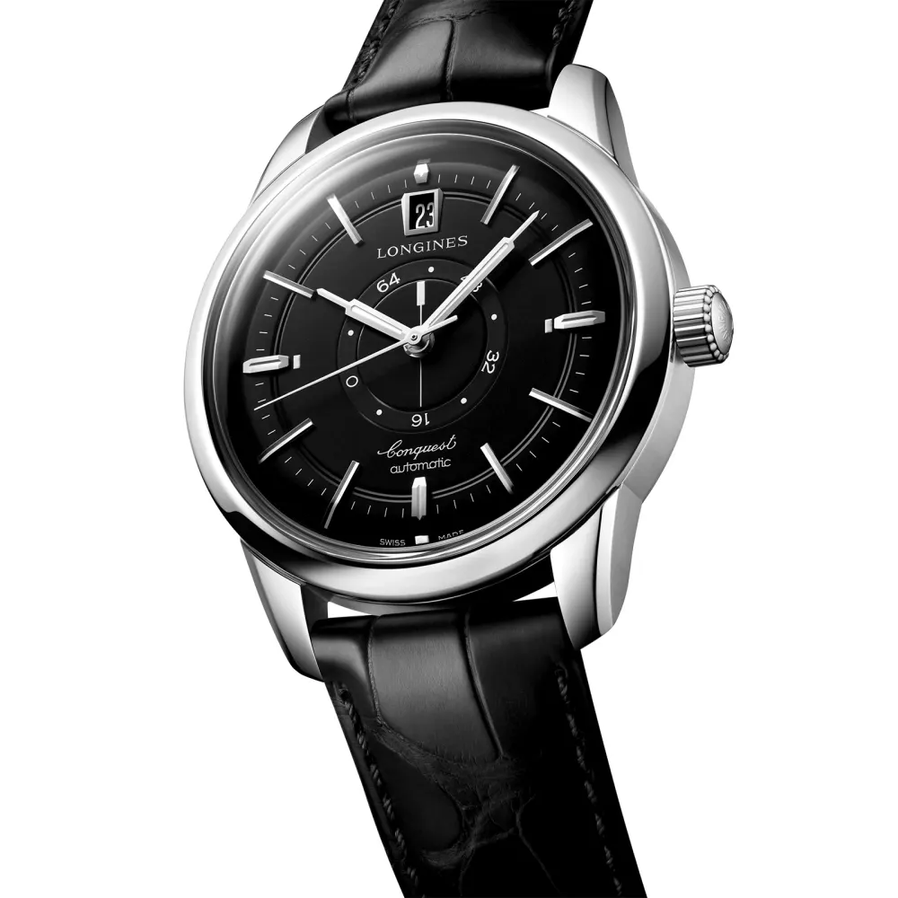 Longines Conquest Heritage Central Power Reserve 38mm Mens Watch Black detail 2