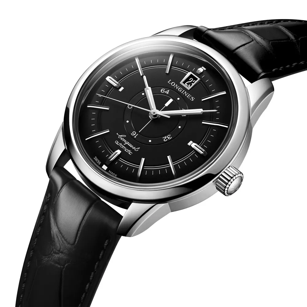 Longines Conquest Heritage Central Power Reserve 38mm Mens Watch Black detail 3
