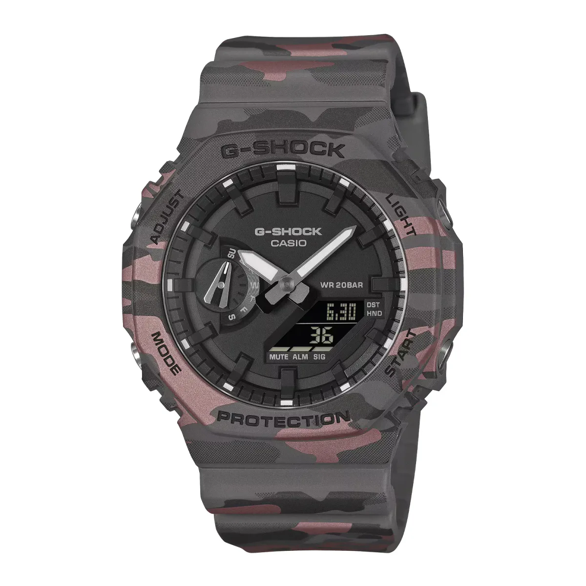 Casio G-SHOCK Analogue Digital 2100 Series 45.4mm Mens Watch Camo Metallic