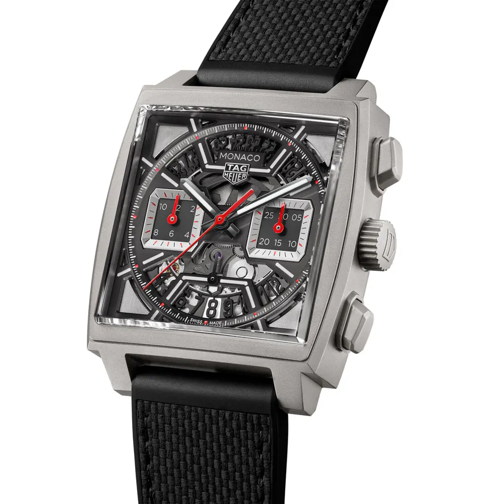 TAG Heuer Monaco Chronograph 39mm Mens Watch Titanium Black detail 2