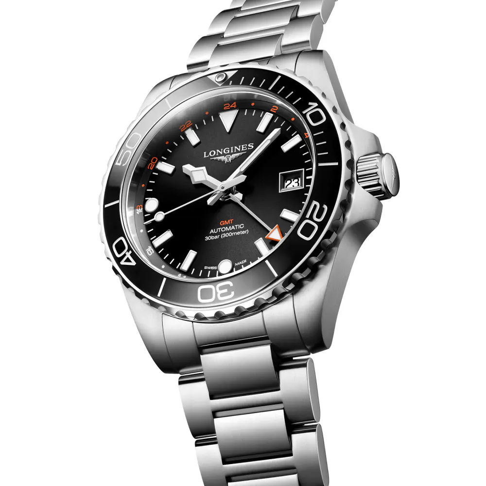 Longines HydroConquest GMT 41mm Mens Watch Black Stainless Steel in Black, additional product view 2