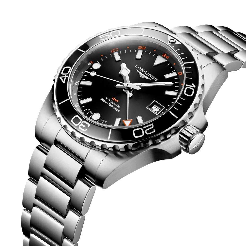 Longines HydroConquest GMT 41mm Mens Watch Black Stainless Steel in Black, additional product view 3