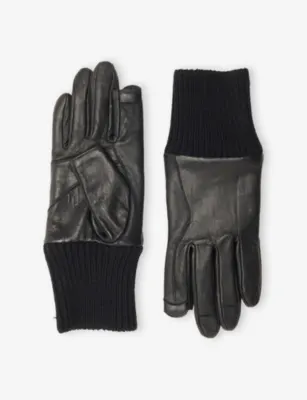 RICK OWENS Rib-Cuff Leather Gloves - 8.5