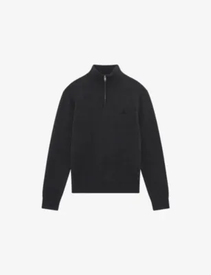 THE KOOPLES Half-Zip Brand-Embroidered Wool-Blend Sweatshirt