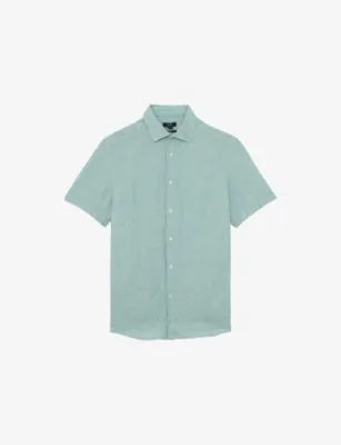 REISS Holiday Short-Sleeve Linen Shirt