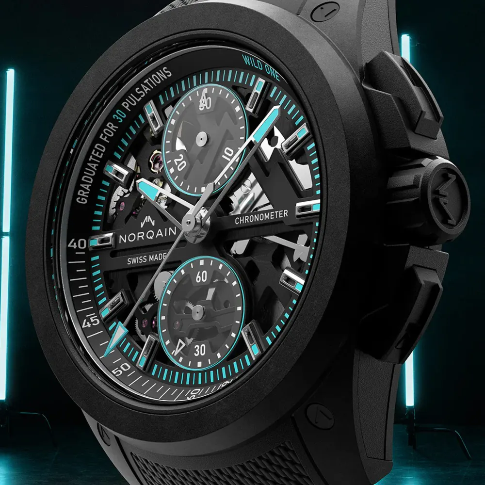 NORQAIN Wild ONE Skeleton Chrono Black 42mm in Black, additional product view 2