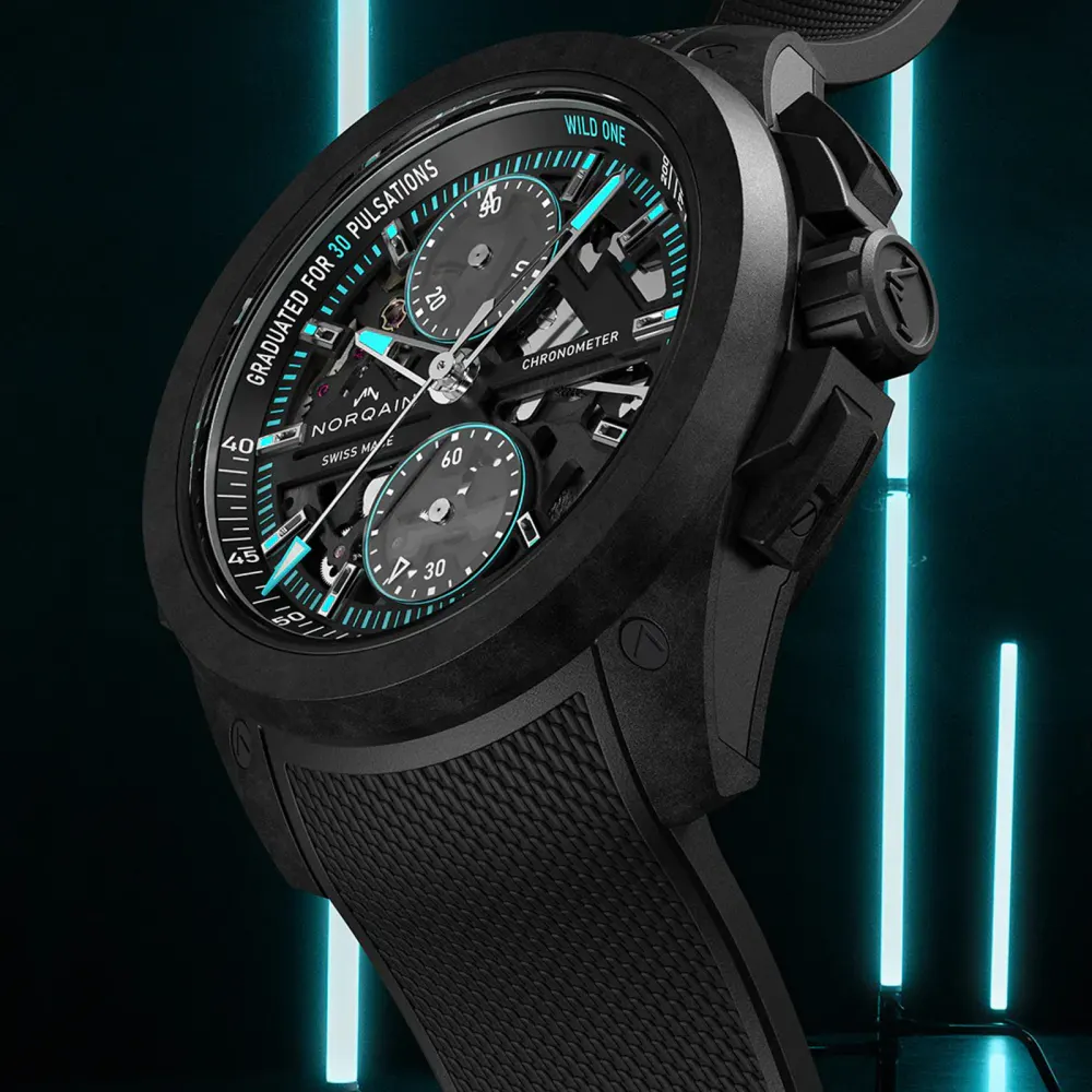 NORQAIN Wild ONE Skeleton Chrono Black 42mm in Black, additional product view 3