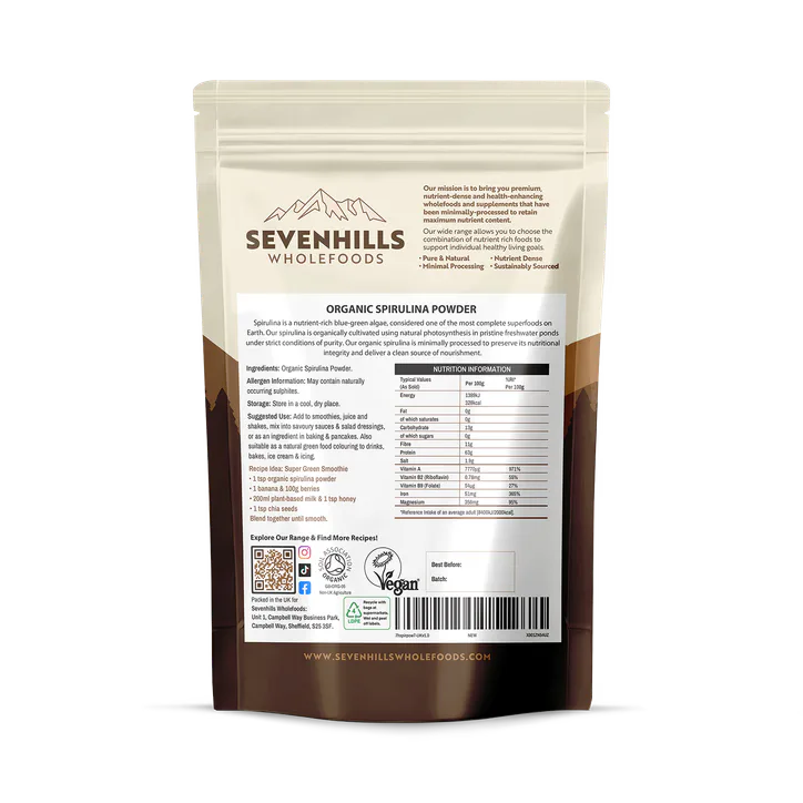 Sevenhills Wholefoods Organic Spirulina Powder 500g, additional product view 2