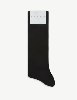 FALKE No7 Ribbed virgin wool socks - BLACK - 5.5-6.5 in BLACK – Mens | Underwear & socks | Socks | Plain Socks