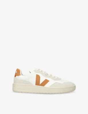 VEJA V-90 logo-embroidered leather low-top trainers - EUR 43 / 9 UK MEN in WHITE/OTH – Mens | Trainers | Lace up trainers