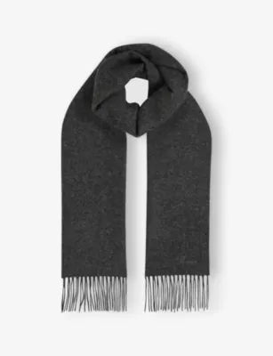 REISS Picton Wool and Cashmere Scarf - CHARCOAL