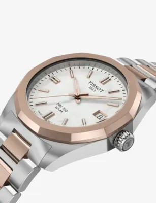 TISSOT PRC 100 Solar 34mm Gold-Plated Stainless Steel Quartz Watch in SILVER, additional product view 2