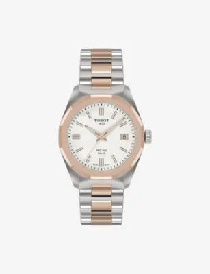 TISSOT PRC 100 Solar 34mm Gold-Plated Stainless Steel Quartz Watch