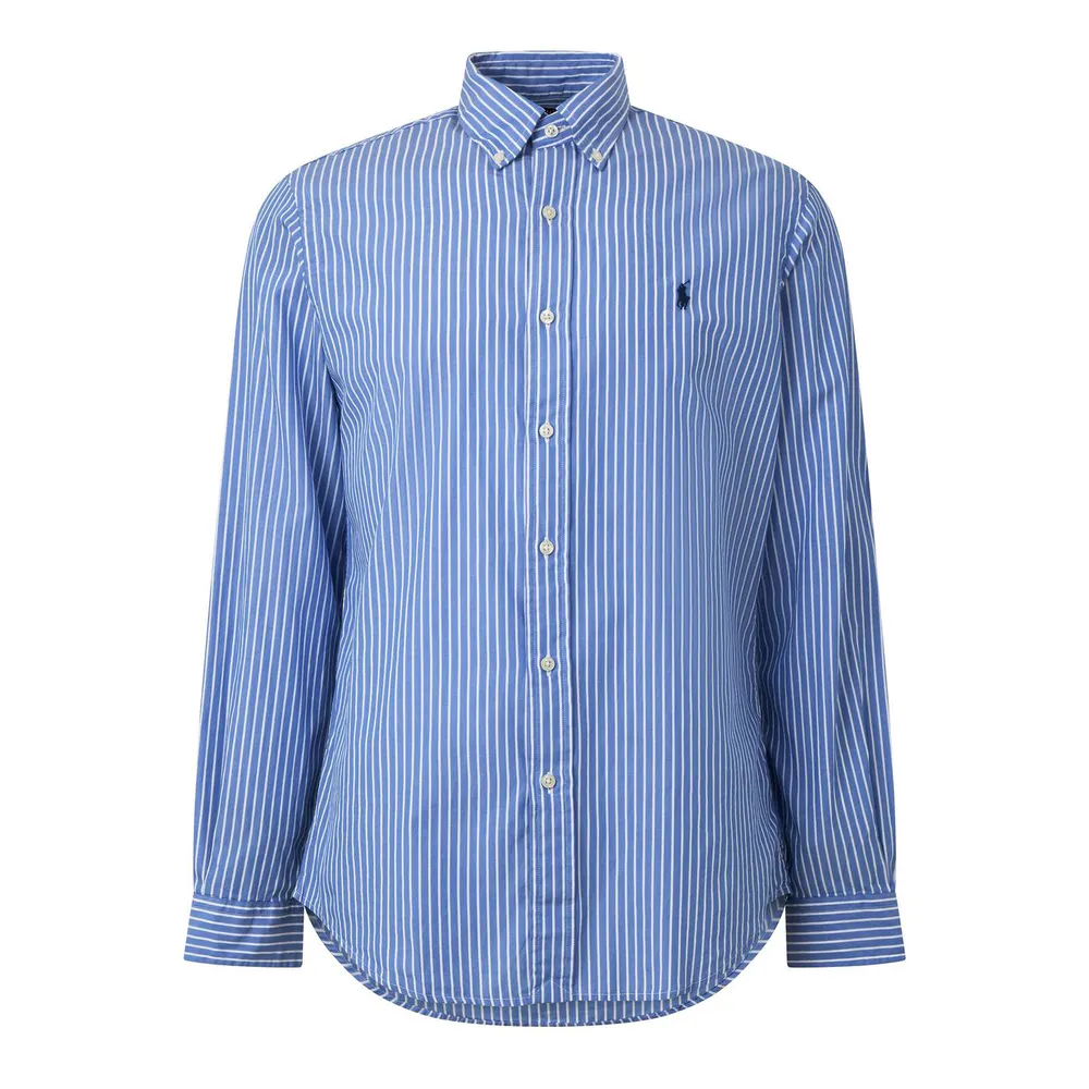 Polo Ralph Lauren Polo Strp Broadcloth Sn99 in Med Blue Wht – Clothing