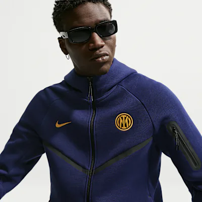 Nike Inter Milan Tech Fleece Windrunner Men's Nike Football Full-Zip Hoodie - Blue Void/University Gold