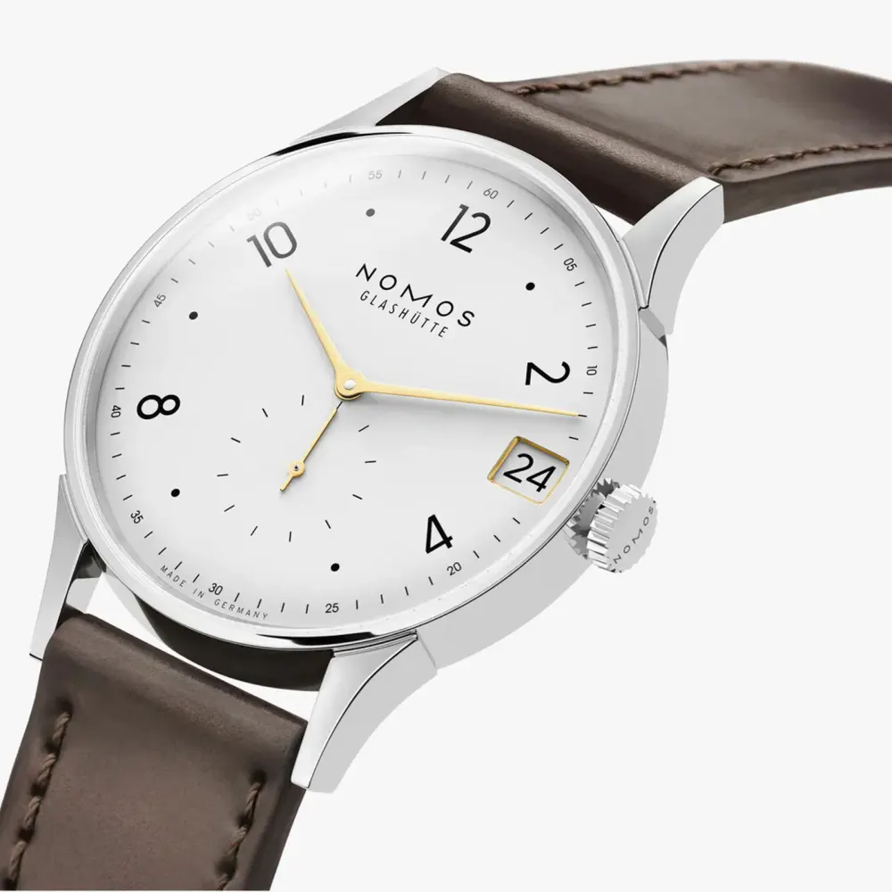 NOMOS Glashutte Minimatik Date Gold 39mm Watch in White, additional product view 3