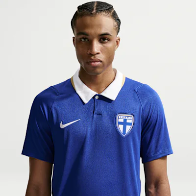 Nike Finland 2026 Stadium Away Men's Nike Dri-FIT Football Replica Shirt - Hyper Blue/White