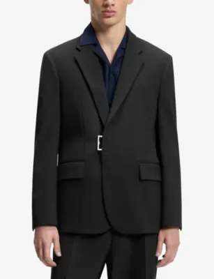 HUGO Slim-Fit Metal-Buckle Woven Blazer detail 3