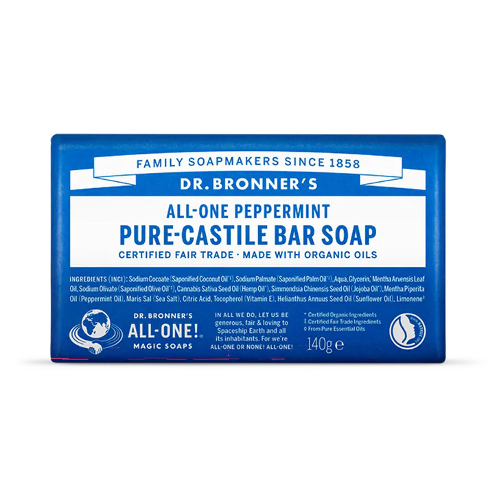 Dr Bronner All-One Peppermint Pure-Castile Bar Soap 140g