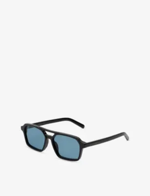 RETRO SUPER FUTURE Maison Margiela Lunettes 7 Noir Azure Irregular-Frame Acetate Sunglasses in BLACK, additional product view 2