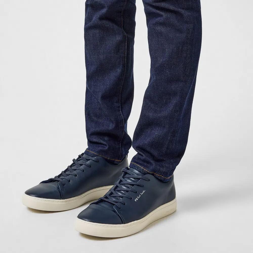 PS Paul Smith Men's Lee Leather Low-Top Trainers in Navy 49, additional product view 2